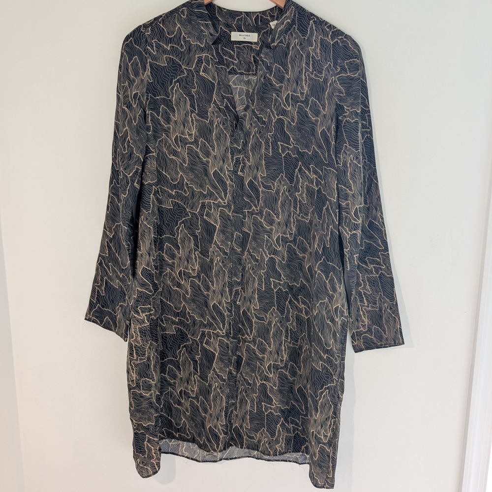 NWOT Billy Reid Black and Tan Abstract Dress